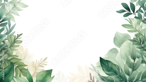 Watercolor beautiful of tropical green leaves white background. Generative AI © Leafart
