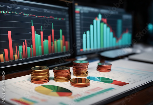 financial chart with stock market investment trading concept. Economy trends background for business idea and all art work design.