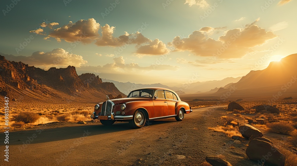 Journey into the Desert: Exploring the Sunset on the Road