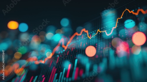 graph, statistics, graph lines. concept of business, economics, money, news, scientific articles, disease statistics, bitcoin. defocus, blur. horizontal photo.