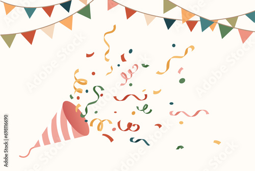 Celebration and confetti party abstract background with space for copy. photo