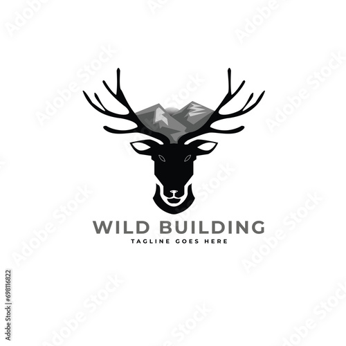 deer logo illustration, vector, icon, and silhouette