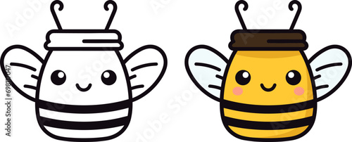 honey jar cute smiling bee design for beekeeper and beekeeping