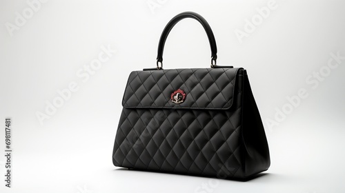 black lady hand bag on white background.