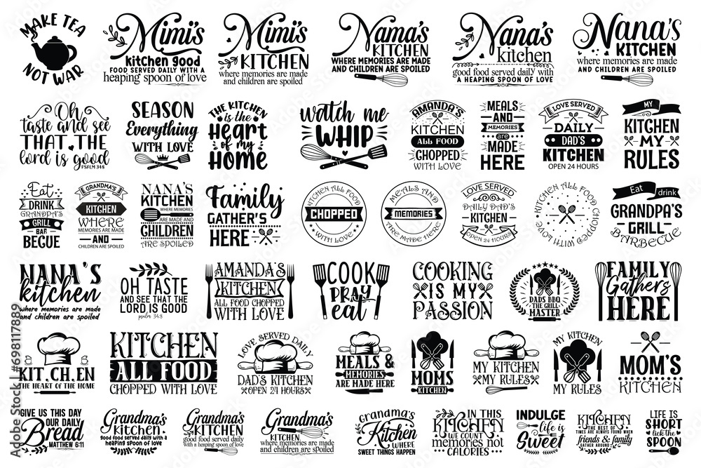 Kitchen T-shirt And SVG Design Bundle, Kitchen SVG Quotes Design t ...