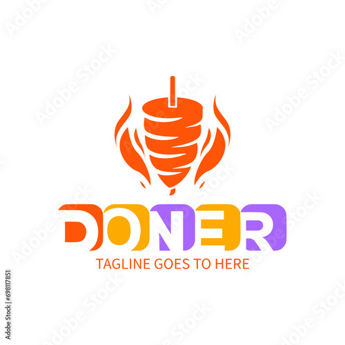 Shawarma logo for restaurants and markets. Doner kebab logo template. Premium Quality Emblems, Logo Template. Vector Illustration.