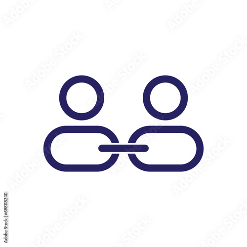 People Linked in Chain Abstract Logo. Business Collaboration and Unity Concept with Geometric Shapes. Modern Design. Flat Logo. Vector Illustration