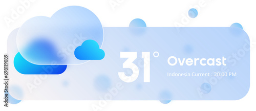 Overcast Weather Widget Business and Technology Infographic Glasmorphism Frosted Design Vector Eps