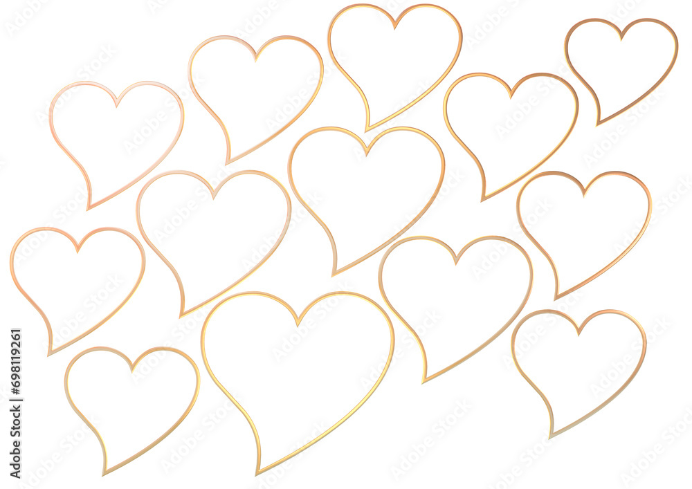 goldene 3D-Rendering Herzen