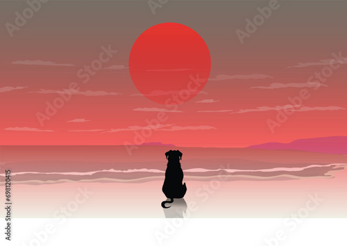 BEACH BACKGROUND WITH DOG