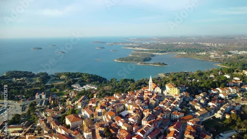 Vrsar old town aerial panoramic view, Istria, Croatia