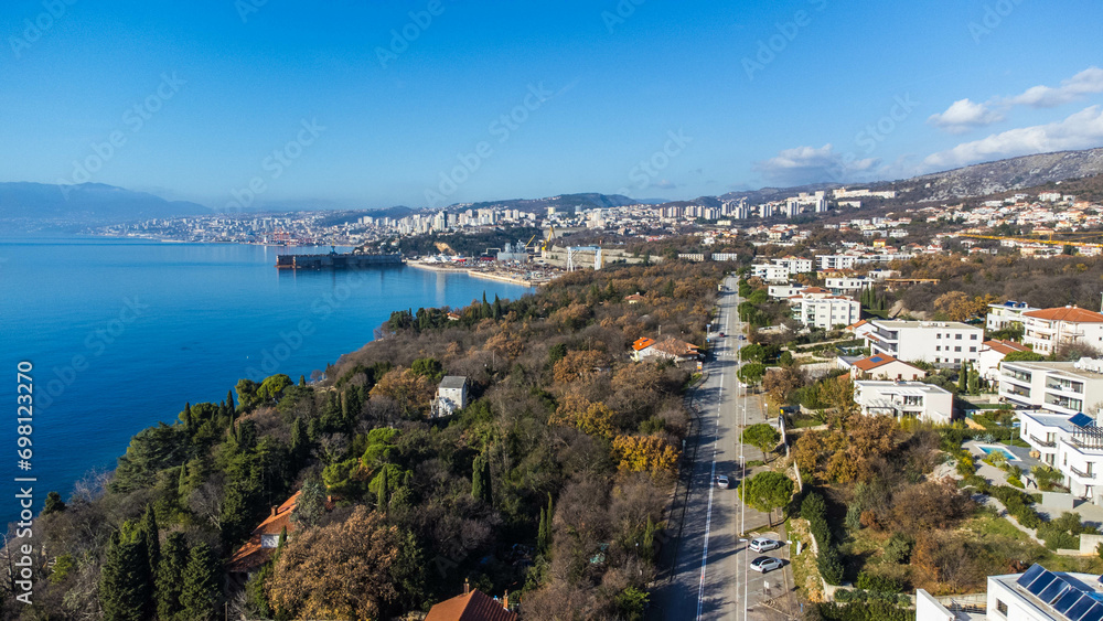 Kostrena aerial view, beach, Rijeka, Croatia