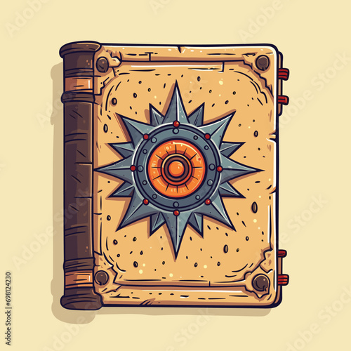 Magic spell book, fantasy alchemy grimoire, wizard diary. Witchcraft fairy tale ancient Cartoon Vector