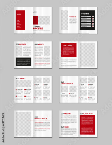 Company profile, multipage flyer brochure, 16 pages portfolio magazine, annual report, catalog and a4 multipage template design