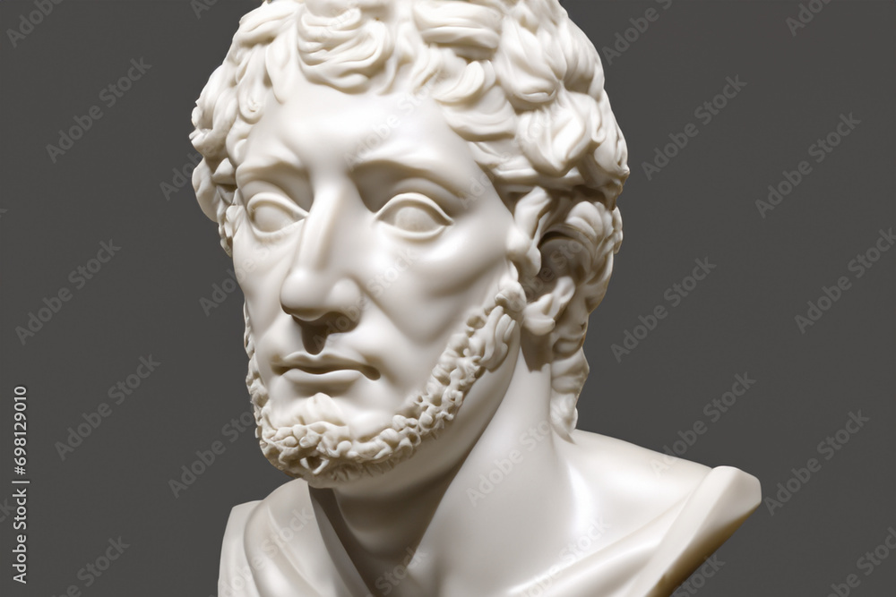 statue of a man. male bust made of pure white stone, a work of art. art concept