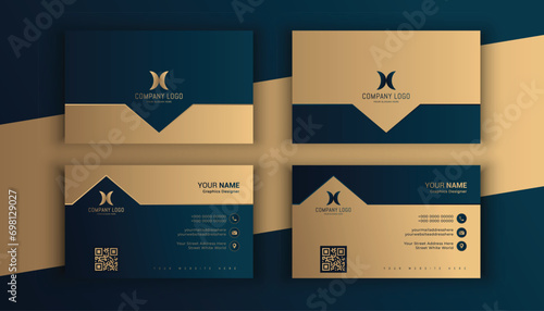 Gradient golden luxury horizontal business card template photo