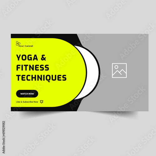 Creative yoga and meditation video tutorial thumbnail banner design, fitness tips and tricks banner design, fully customizable vector eps 10 file format
