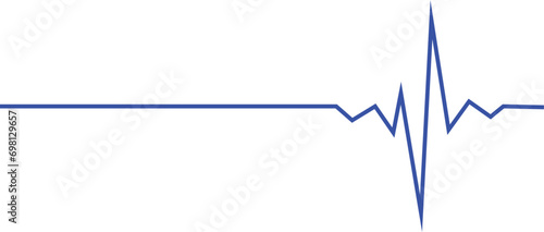 Blue heartbeat pulse rate line on white background. Emergency ekg monitoring. Blue glowing neon heart pulse. vector illustration.