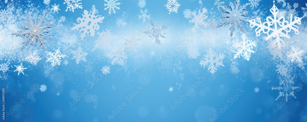 Banner with christmas snowflakes on blue background