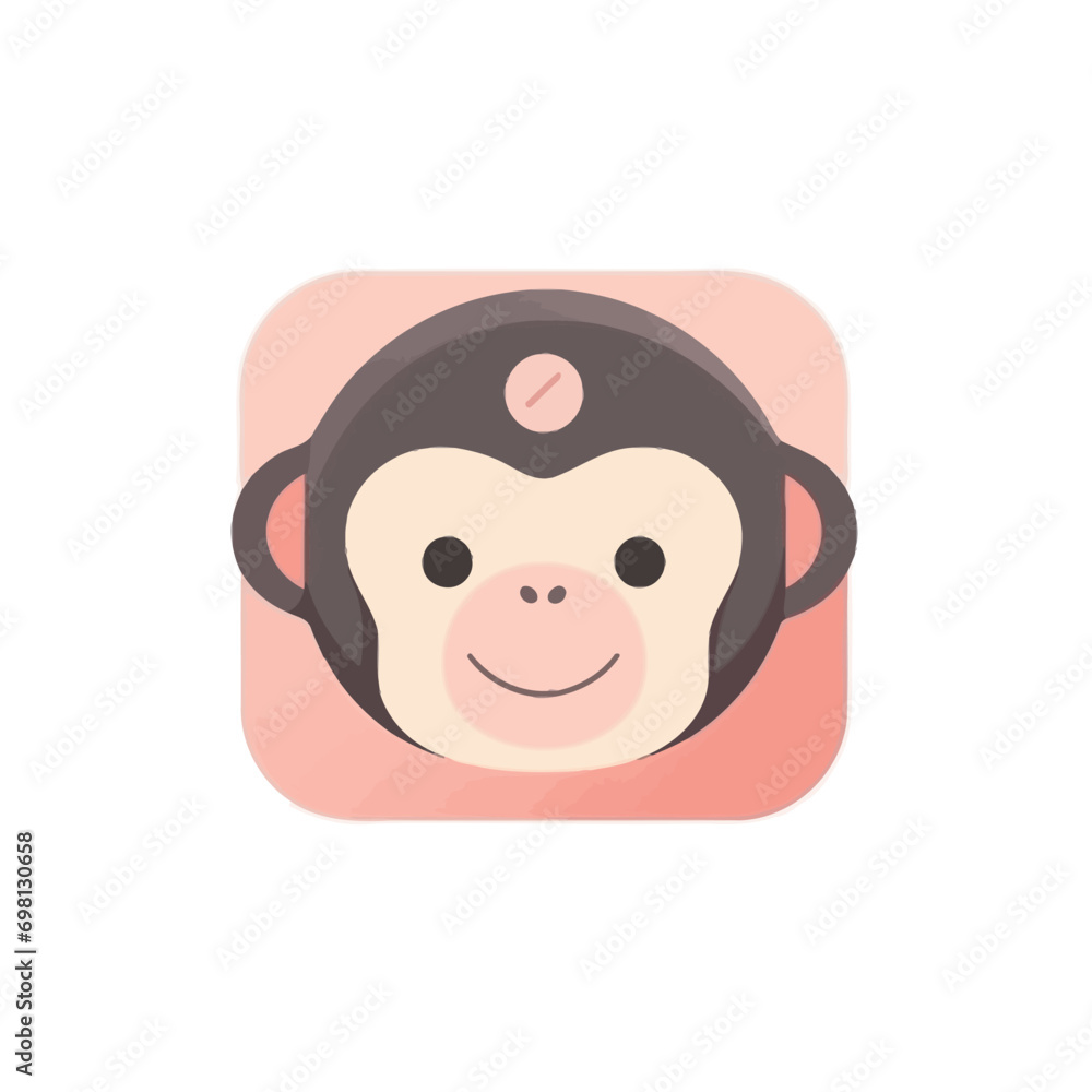 Monkey face icon on white background. Flat style. Vector illustration.