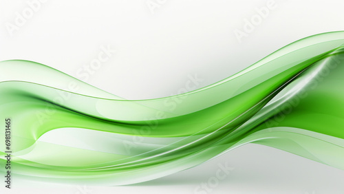 Abstract delicate green waves design with smooth curves and soft shadows on clean modern background. Fluid gradient motion of dynamic lines on minimal backdrop
