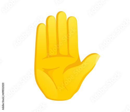 Raised hand icon. Yellow gesture emoji vector illustration.
