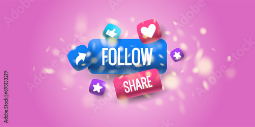 A poster with the inscription subscribe. An illustration for a recommendation to join the community.