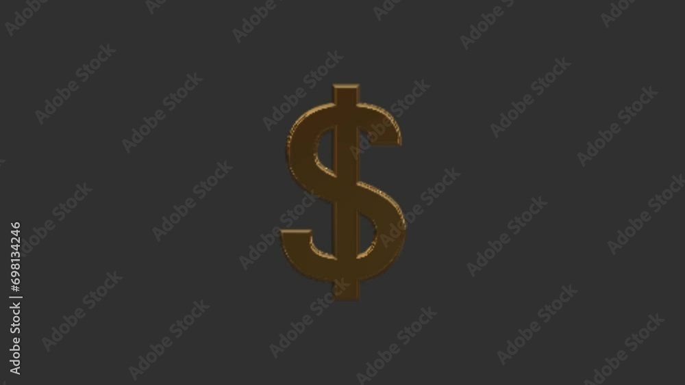 Looping animation of a gold dollar. 3D on a transparent background 360. Alpha channel. Looping animation of a gold dollar. 3D on a transparent background 360. Alpha channel.