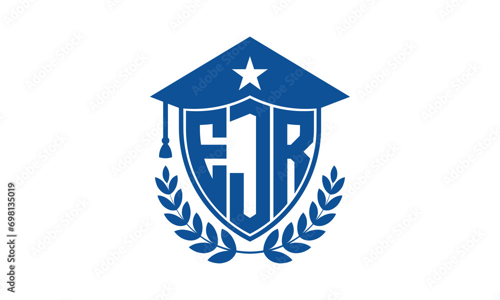 EJR three letter iconic academic logo design vector template. monogram, abstract, school, college, university, graduation cap symbol logo, shield, model, institute, educational, coaching canter, tech EJR three letter iconic academic logo design vector template. monogram, abstract, school, college, university, graduation cap symbol logo, shield, model, institute, educational, coaching canter, tech