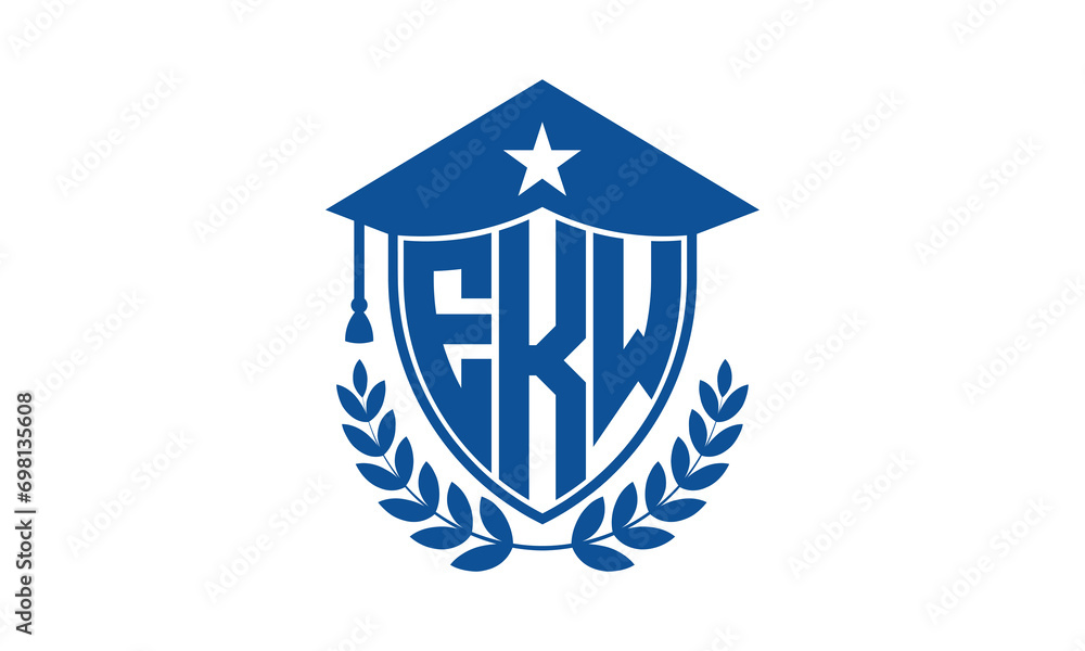 EKW three letter iconic academic logo design vector template. monogram, abstract, school, college, university, graduation cap symbol logo, shield, model, institute, educational, coaching canter, tech EKW three letter iconic academic logo design vector template. monogram, abstract, school, college, university, graduation cap symbol logo, shield, model, institute, educational, coaching canter, tech