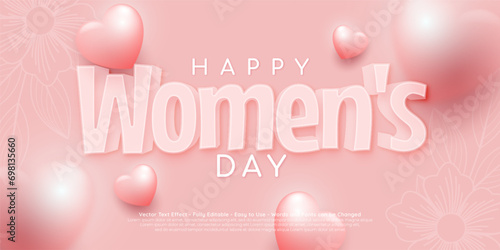 womens day vector banner with editable text effect on pink color theme