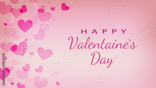 Happy Valentine's Day vector banner background. Valentines day card with copy space and congratulatory text, red and pink hearts on a delicate background. photo