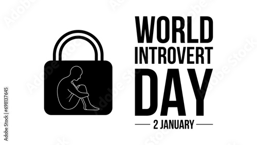 World Introvert Day. 2 January. Template for banner, greeting card, poster background. Vector illustration