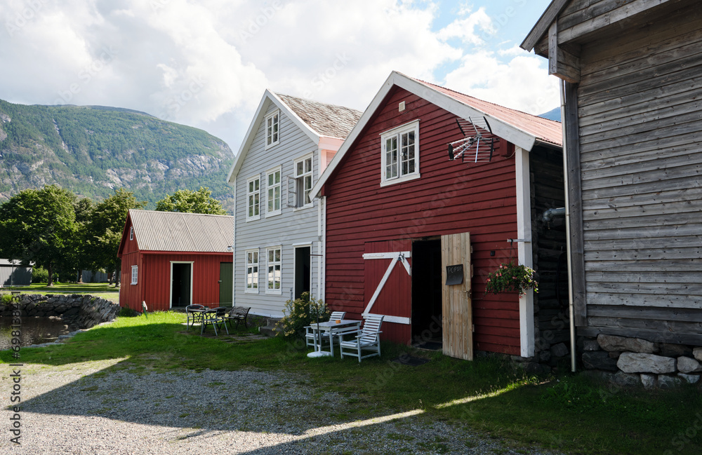 Obraz premium Red old house in norway