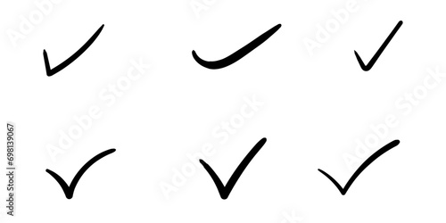 Set of Hand Drawn Checkmark Outline Icon. Vector Eps 10