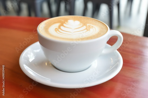 An image of a heart-shaped design made with cream on the surface of a coffee cup, embodying the affection and comfort that a cup of coffee can provid