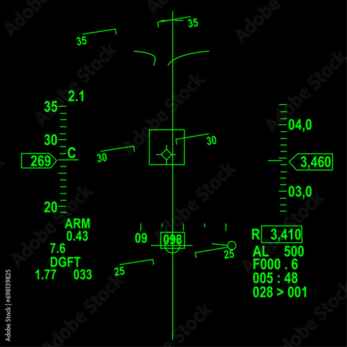 Lockheed Martin F-16 Heads Up Display (HUD) View Dogfight Mode (DGFT)