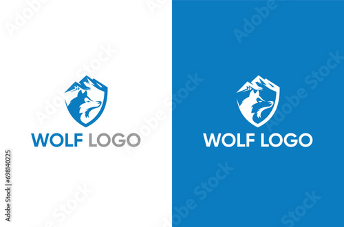Mountain Wolf silhouette and wolf face logo design icon vector