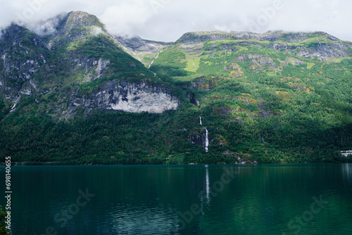 Waterfall in a fjord in norway