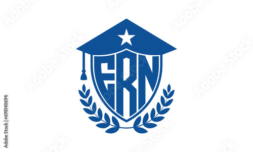ERN three letter iconic academic logo design vector template. monogram, abstract, school, college, university, graduation cap symbol logo, shield, model, institute, educational, coaching canter, tech