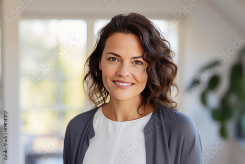 Tranquil Therapist: Woman in Relaxed Clinic Setting