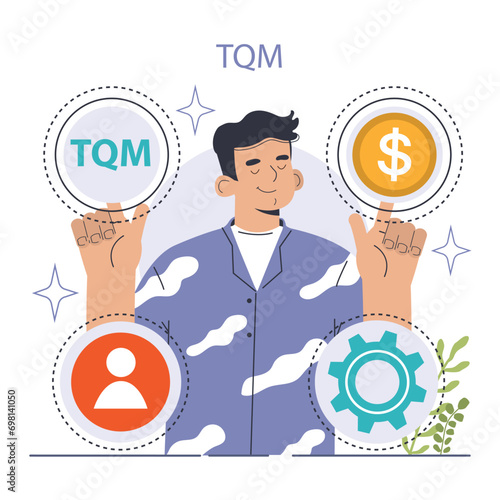 Reducing the cost of production. Automatization and effective optimization of manufacturing expense. Balance of costs and income. Flat vector illustration