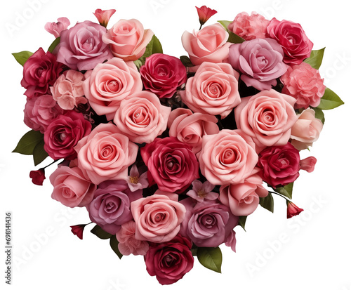 Valentine s day  heart from flowers on a transparent background Generated by AI