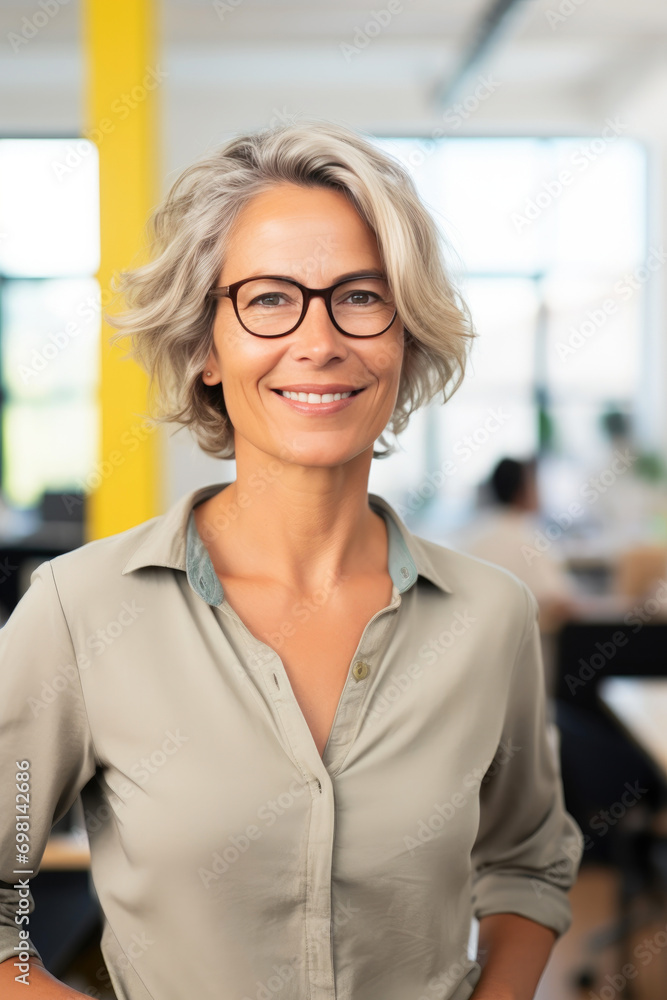 Joyful Female Engineer Enjoying Office Routine Joyful Female Engineer Enjoying Office Routine