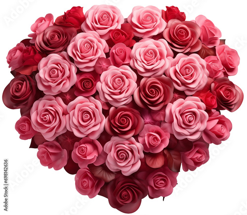 Valentine's day, heart from flowers on a transparent background Generated by AI