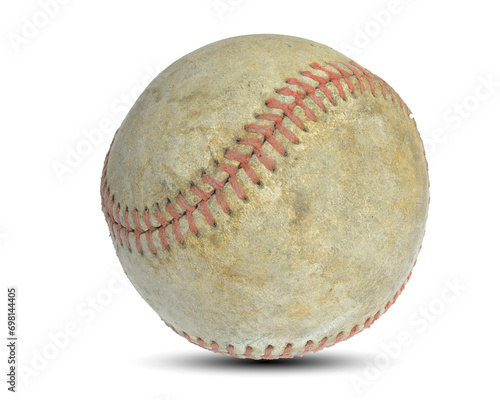 old baseball isolated on white background. This has clipping path.