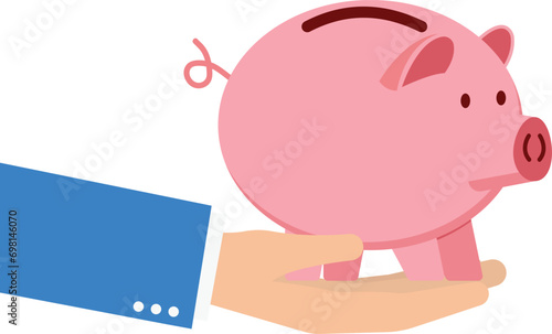 Saving the money in piggy bank. Saving money concept. Modern vector illustration in flat style

