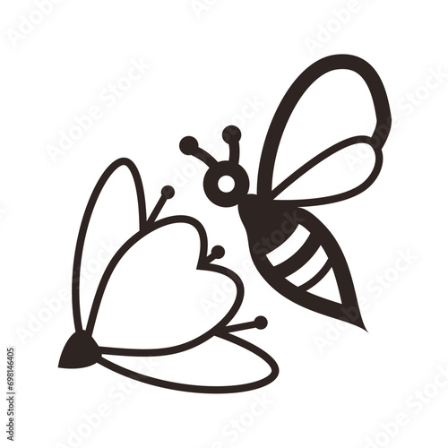 Bee and Cherry-flower - Outline