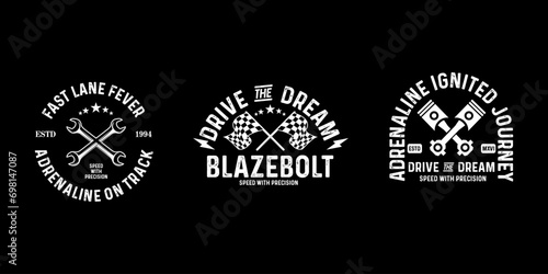 Motorcycle badges club emblems tshirt design Retro  Racing Typography Graphics photo