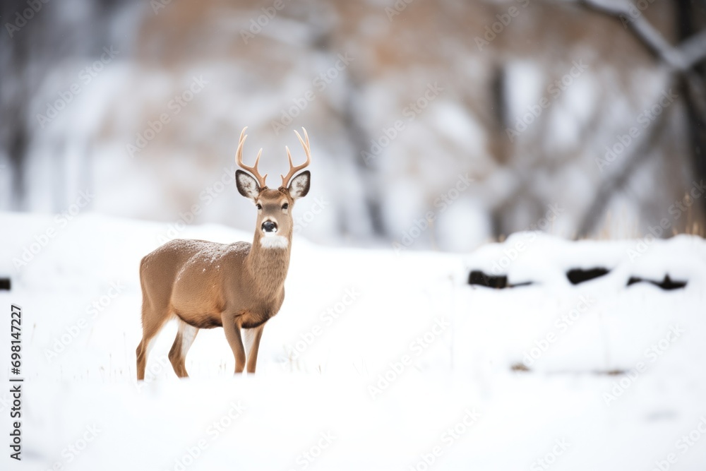 contrast of deer brown against the white snow contrast of deer brown against the white snow